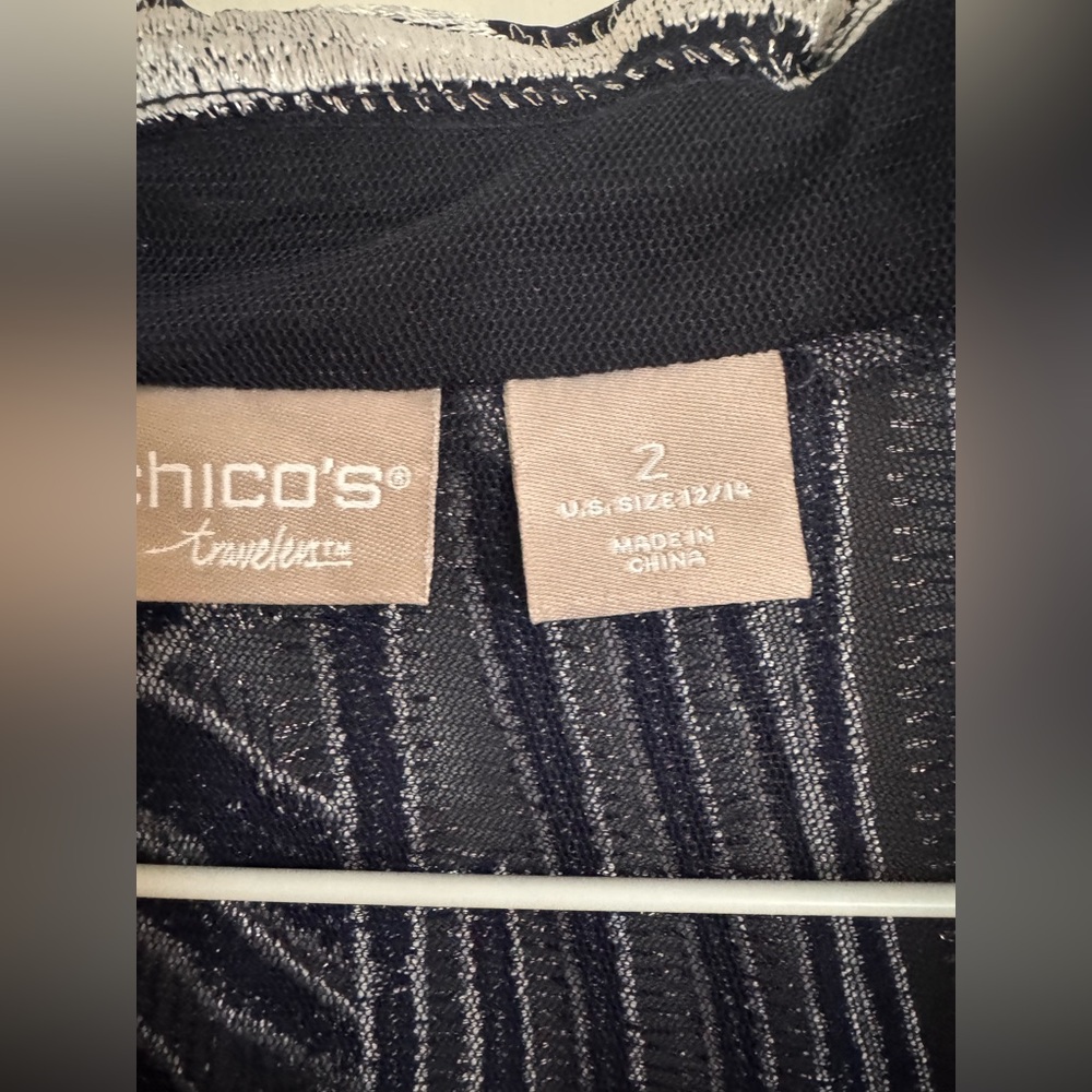 Chico's Blue and White Patterned Jacket - Picture 2 of 5